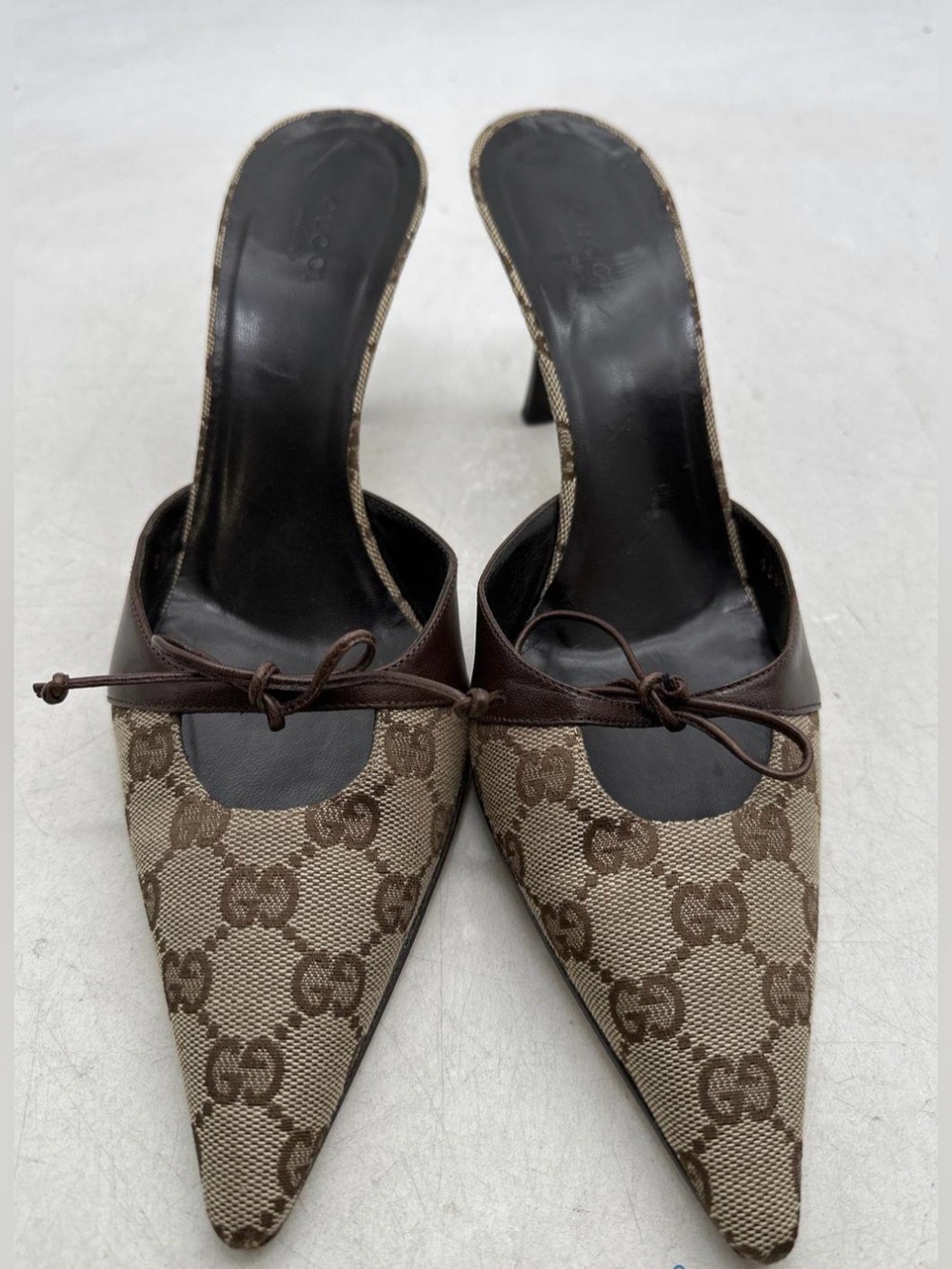 Gucci Tom Ford Monogram Pointed Toe Slip-On Mules